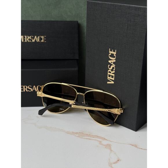 NEW Versace VE2283 Aviator Sunglasses in Mirror Gold main image 7